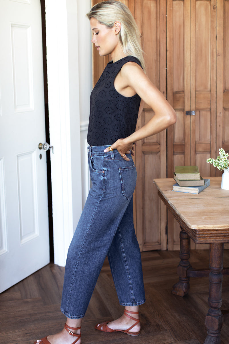 Studio Boxy Top - Midnight Eyelet