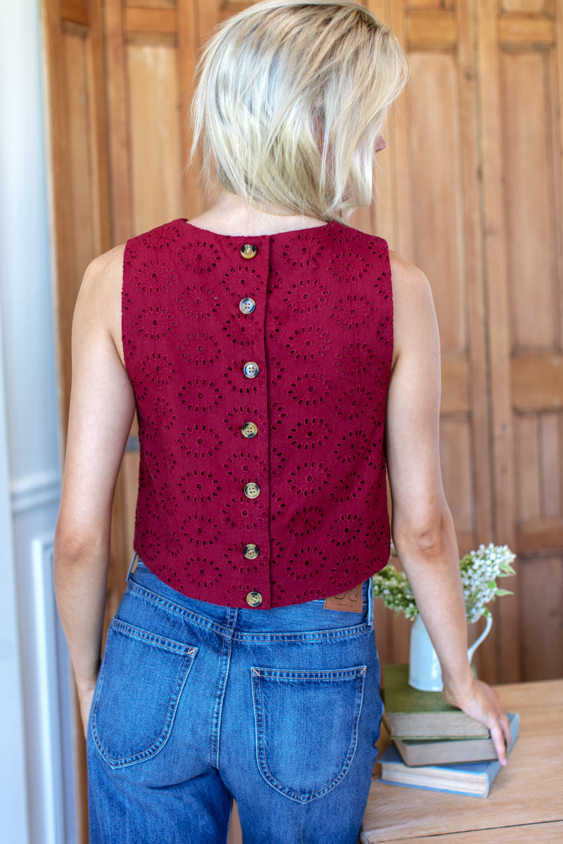 Studio Boxy Top - Rouge Eyelet