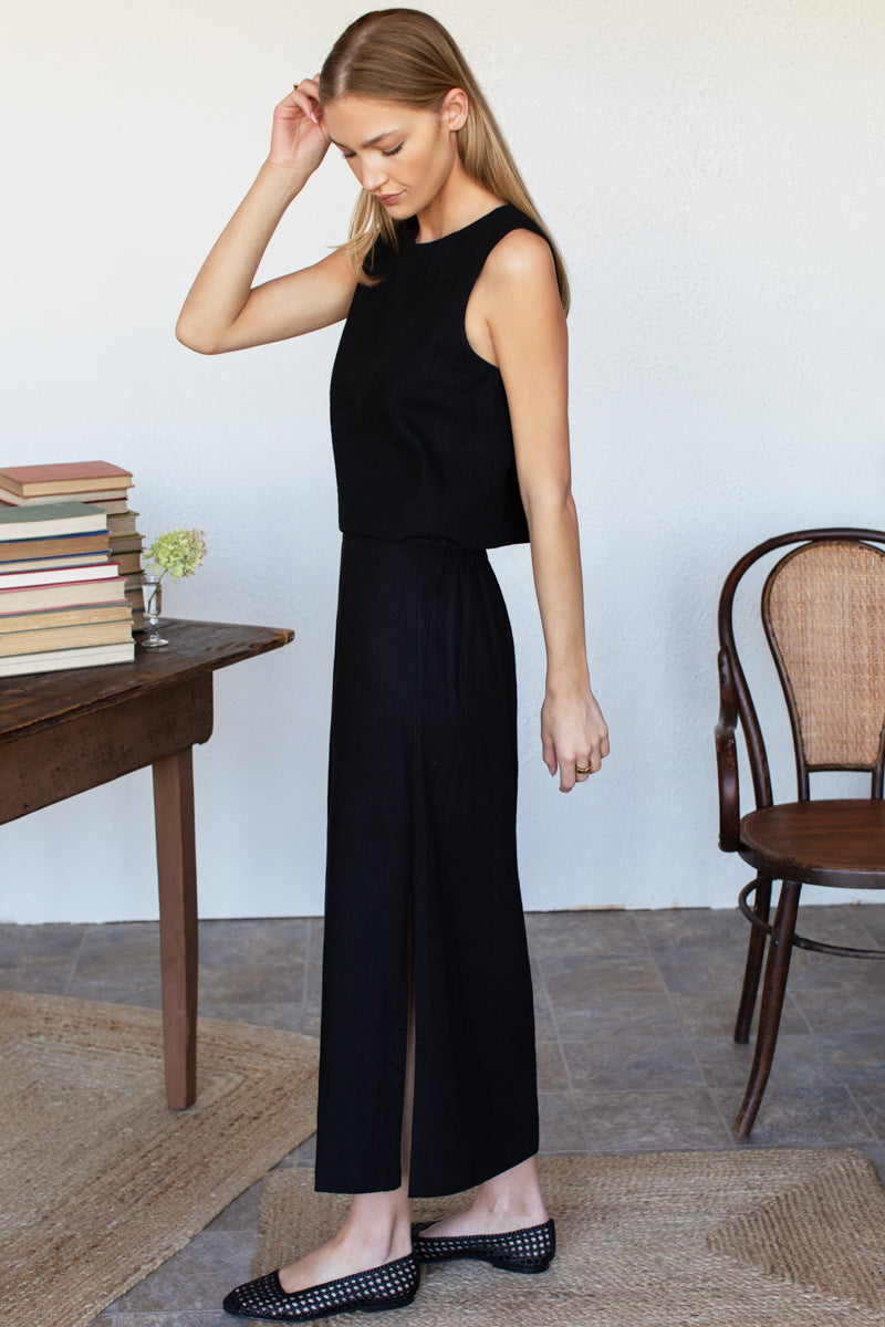 Studio Skirt - Jet Black Linen