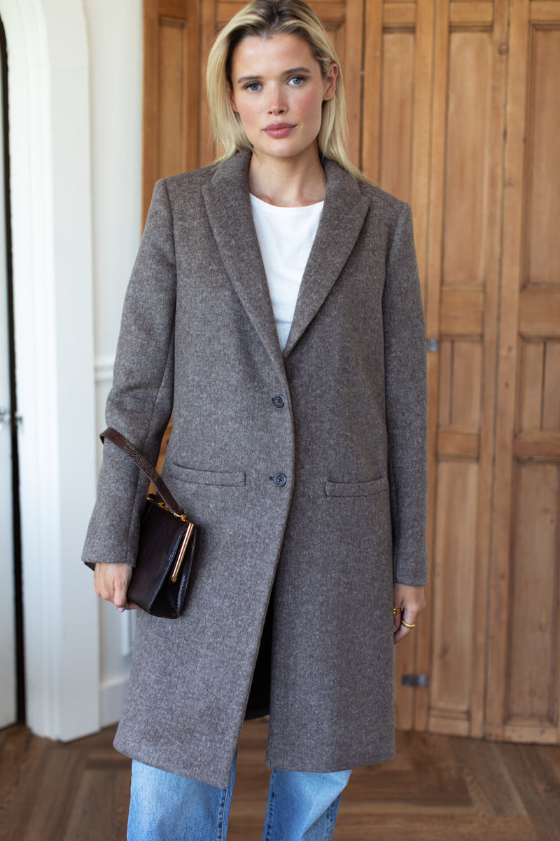 Tailored Coat - Dark Truffle Wool