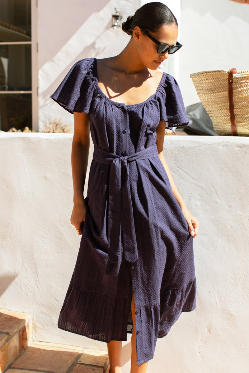 Tasha Button Sundress - Maritime Blue