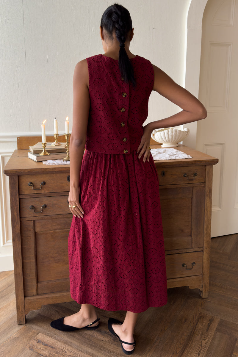 Studio Boxy Top - Rouge Eyelet