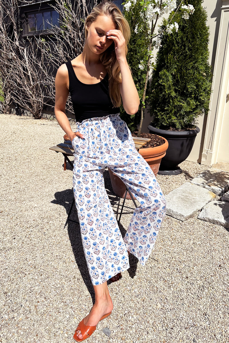 Printed Pant - Indienne Flowers Blue