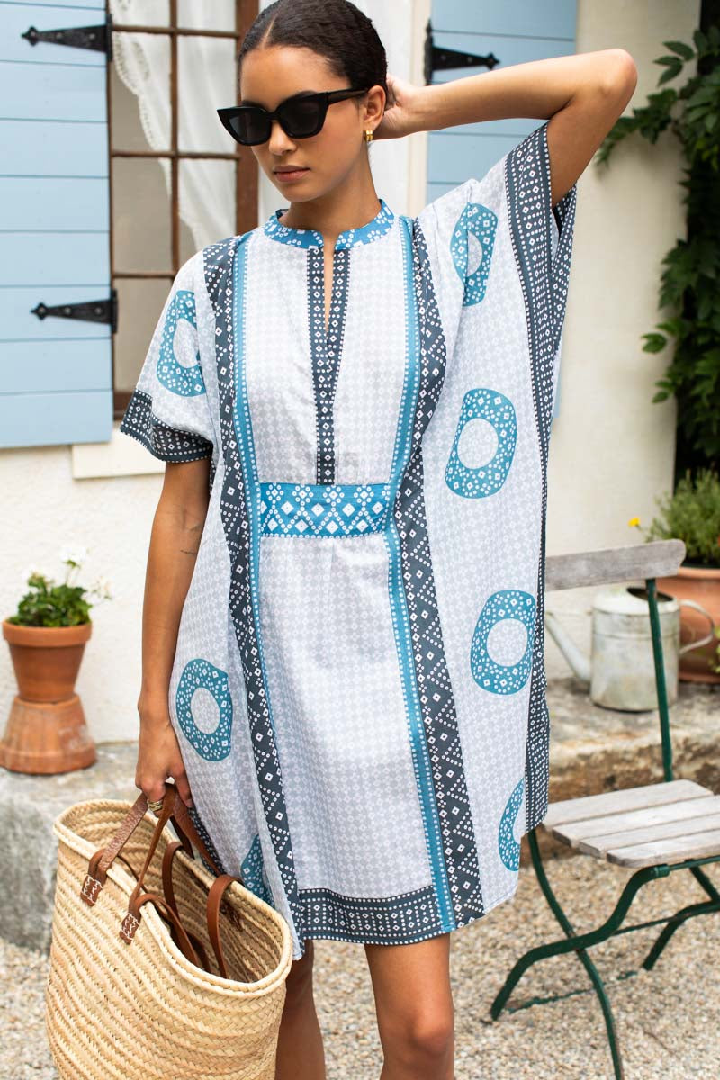 Emerson Short Caftan - Cerulean Organic