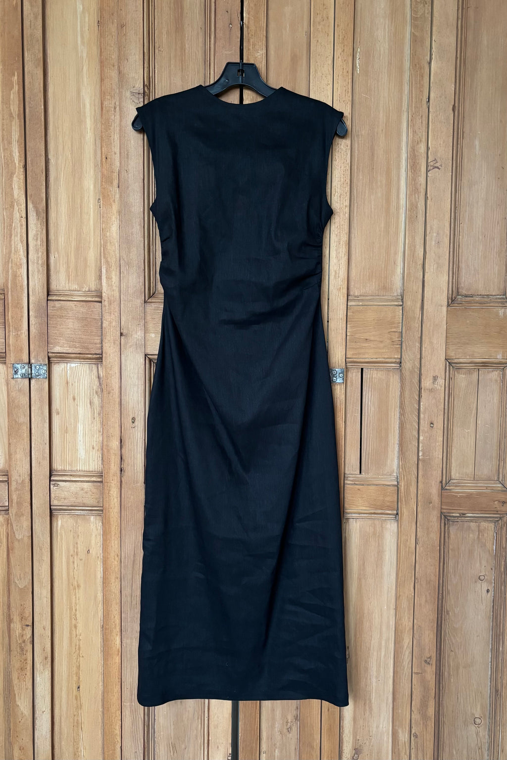 Dolman Ruched Sideseam Dress Sleeveless - Black