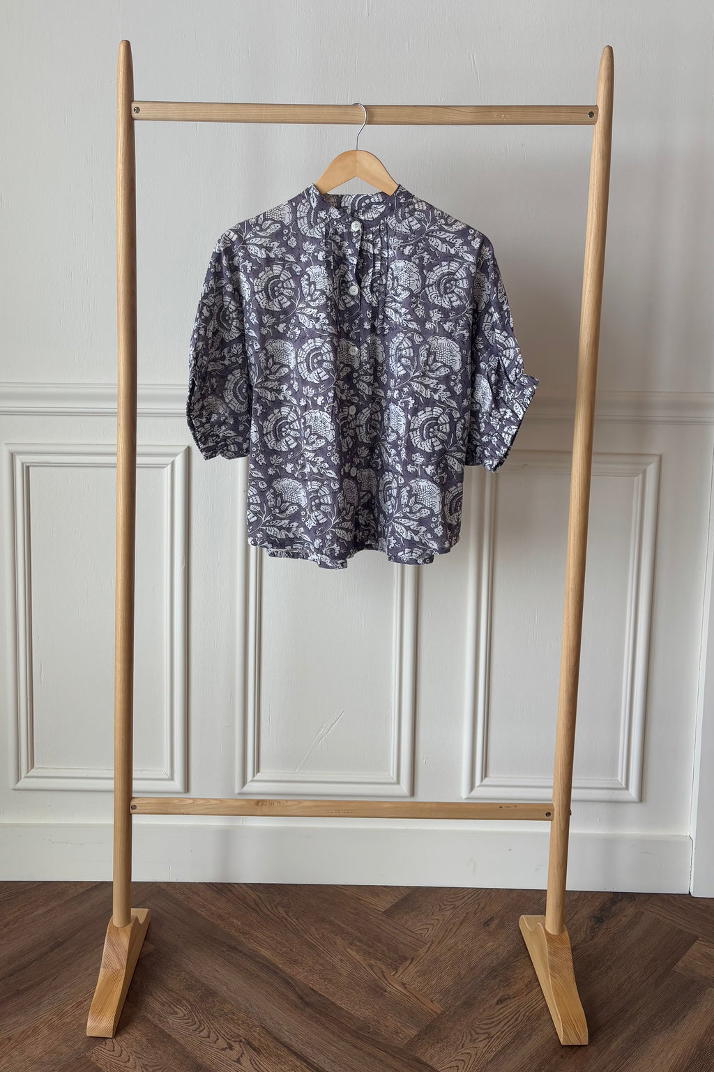 Mandarin Collar Top - Cassis Orchid Organic