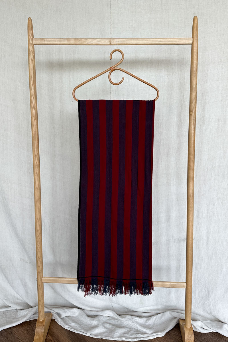 Handloom Scarf - Ruby + Indigo Stripe