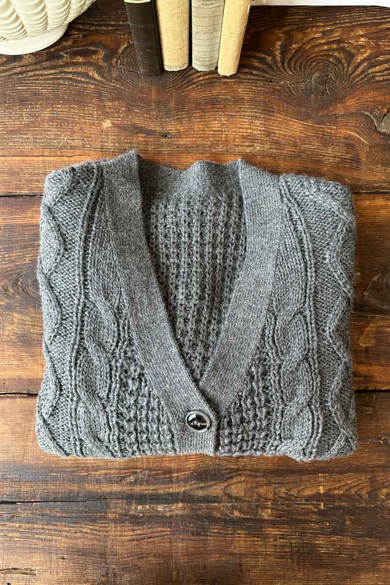 Cozy Cable Cardigan - Charcoal Alpaca