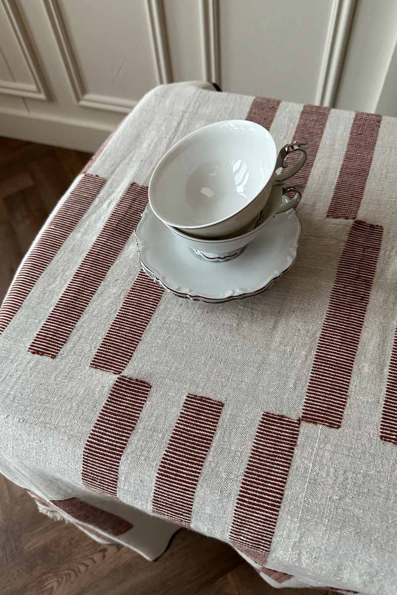 Broken Lines Tablecloth - Rust