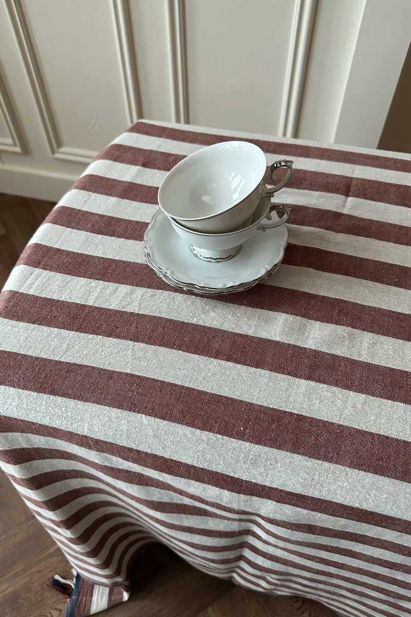 Stripe Tablecloth - Rust