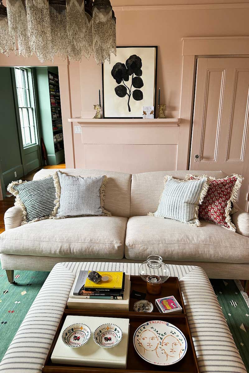 Handblock Pillow Cover - Madrid Flowers Linen