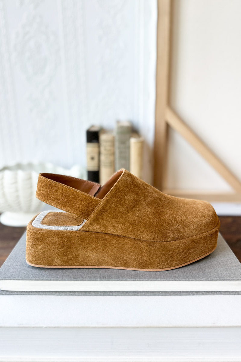 Platform Slingback - Camel Suede