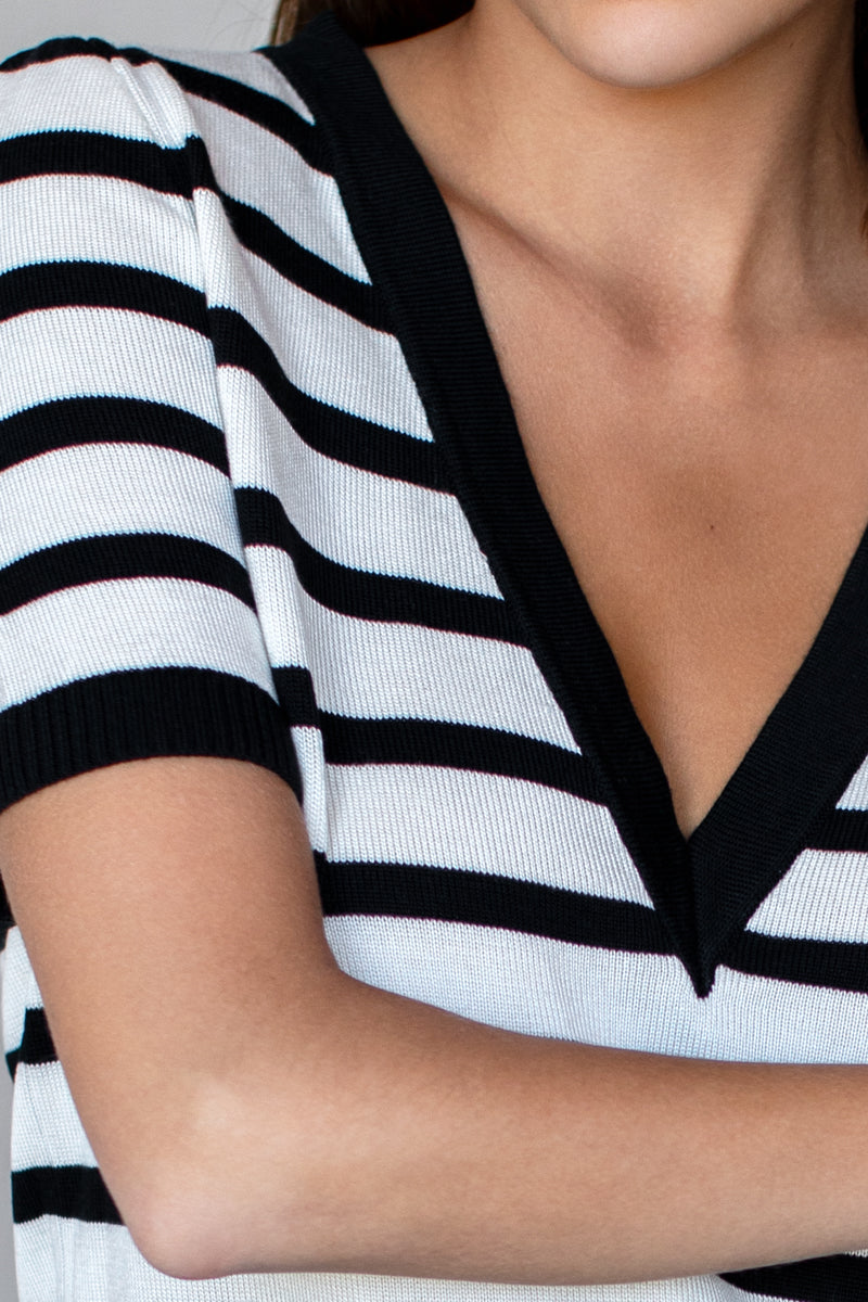 Luxe Emerson Knit Top - Mariner Stripe Tencel + Cashmere