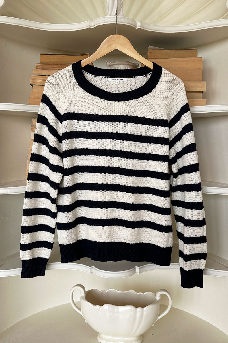 Emerson Sweater - Breton Stripe Ivory + Navy Organic