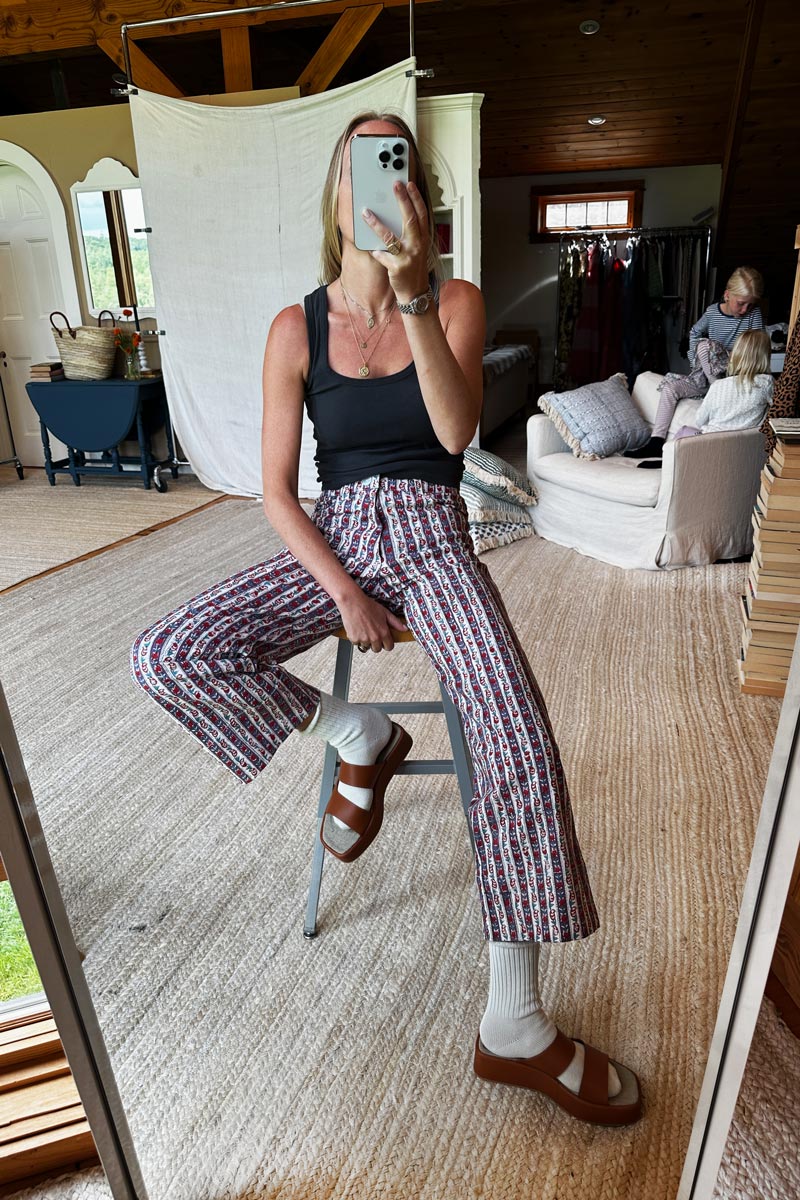 Everyday Pant - Vintage Floral Stripe Organic