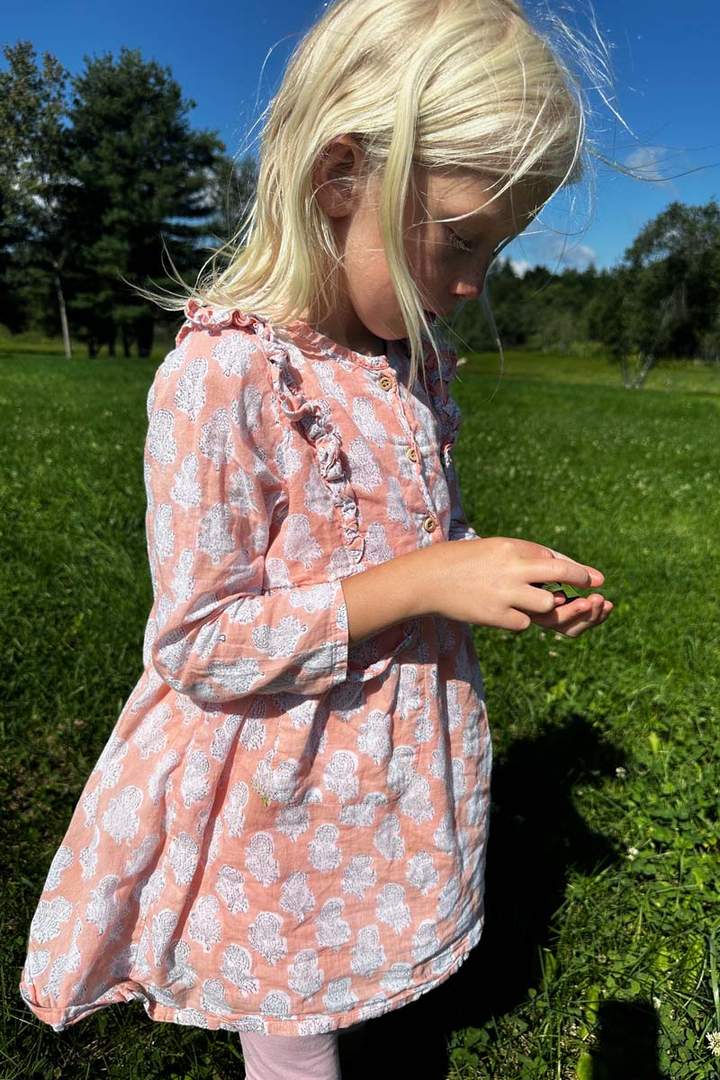 Little Fry Little Dress - Little Marigolds Apple + White Organic