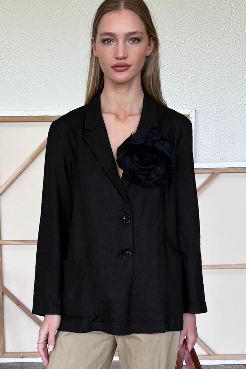 Studio Shell Jacket  - Jet Black Linen