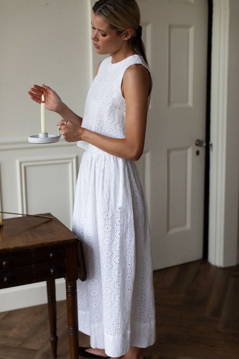 Wide Hem Skirt - Salt Eyelet