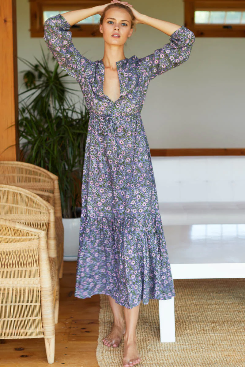 Frances 3 Dress - Midnight Wildflower Organic