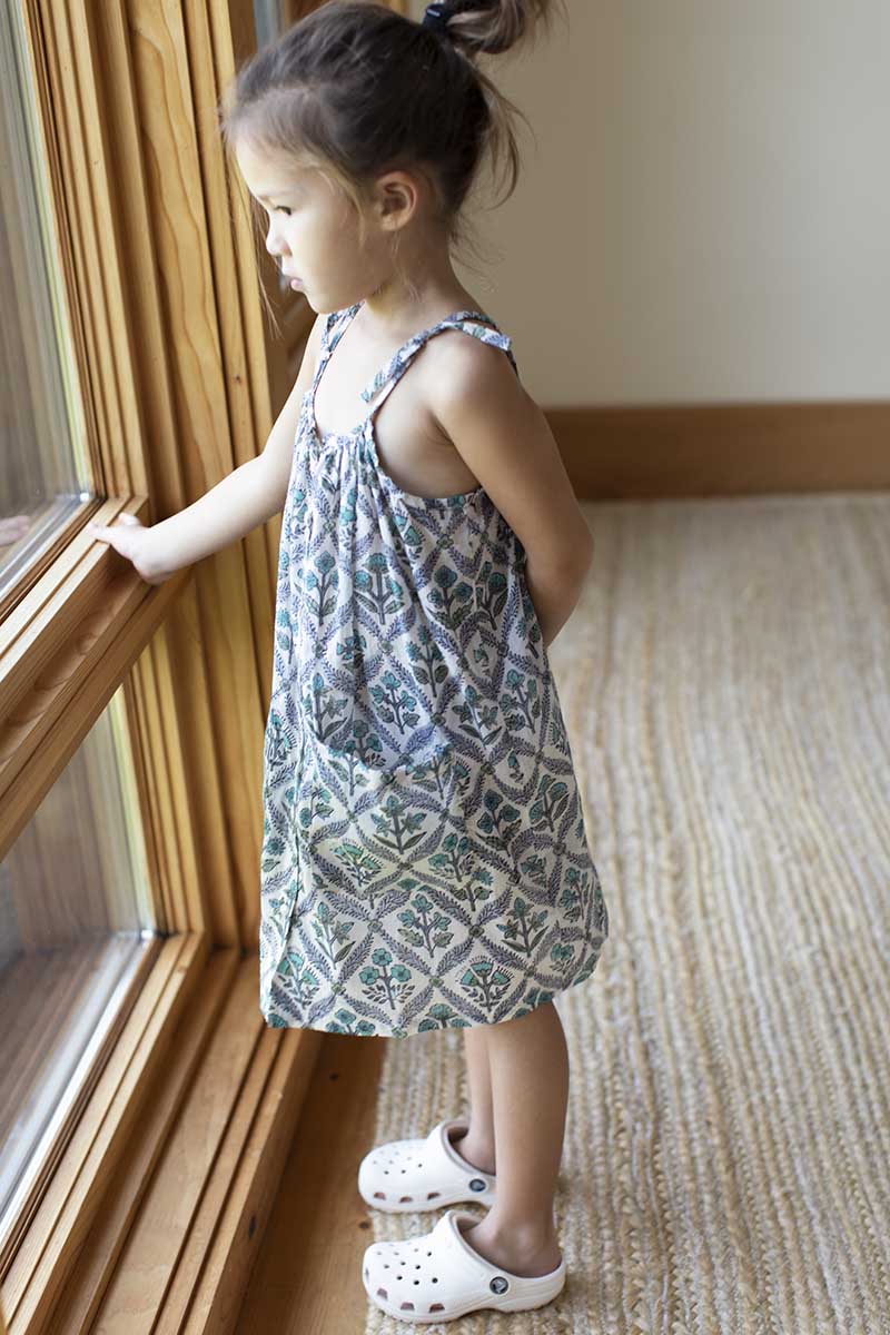 Little Fry Sundress - Flowers Blue Organic