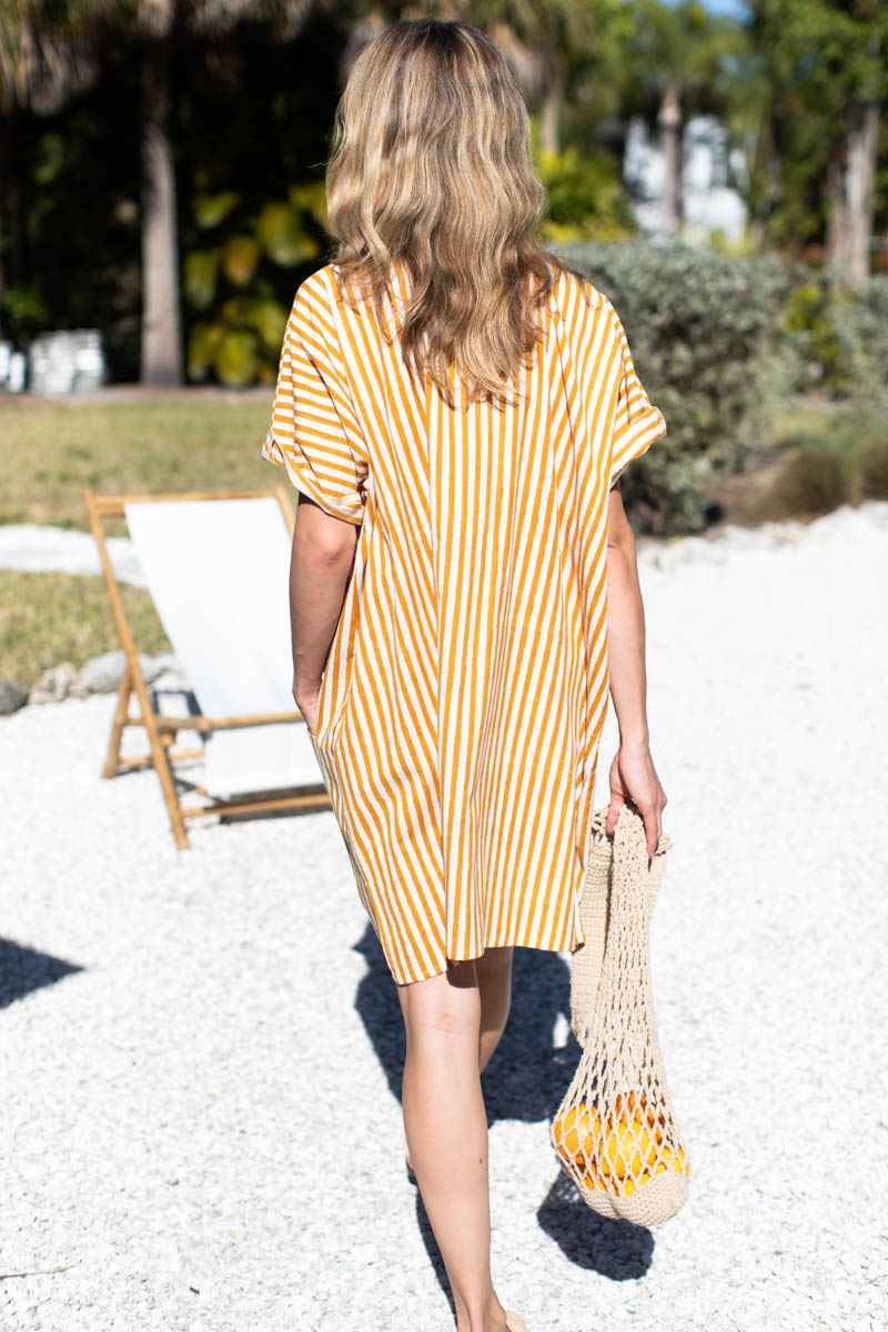 Baja Caftan - Marigold Stripe Organic