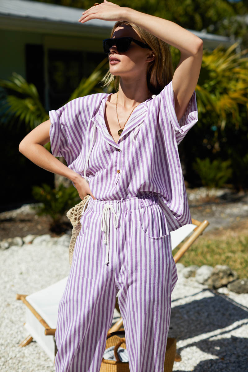 Baja Top - Lavendula Stripe Organic