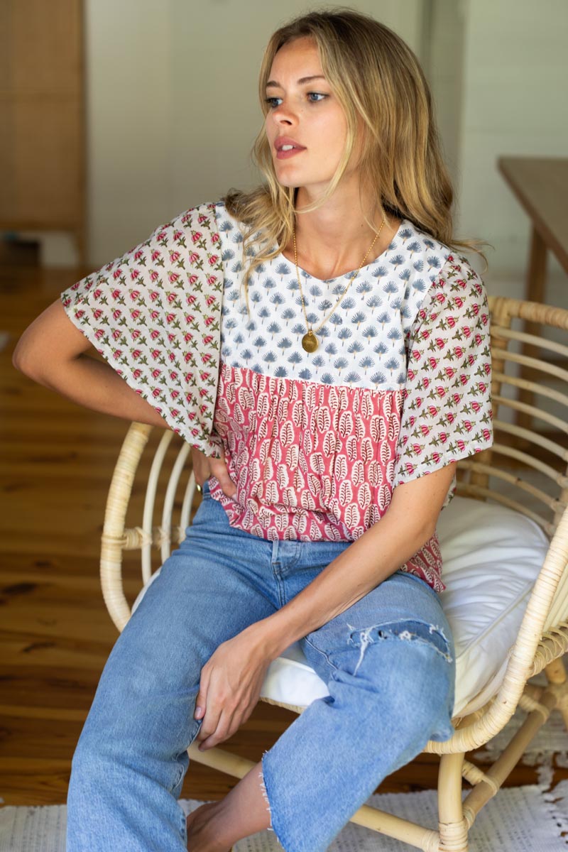 Basalie top - Patchwork Rosey Organic