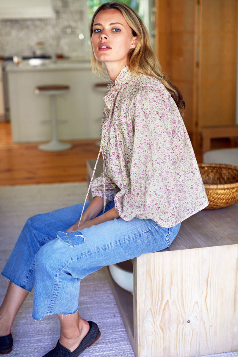Cecile Blouse - Purple Calico Floral