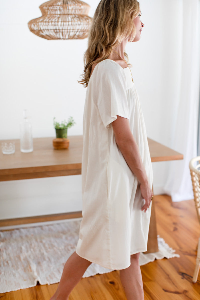 Colette Short Dress - Ivory Organic
