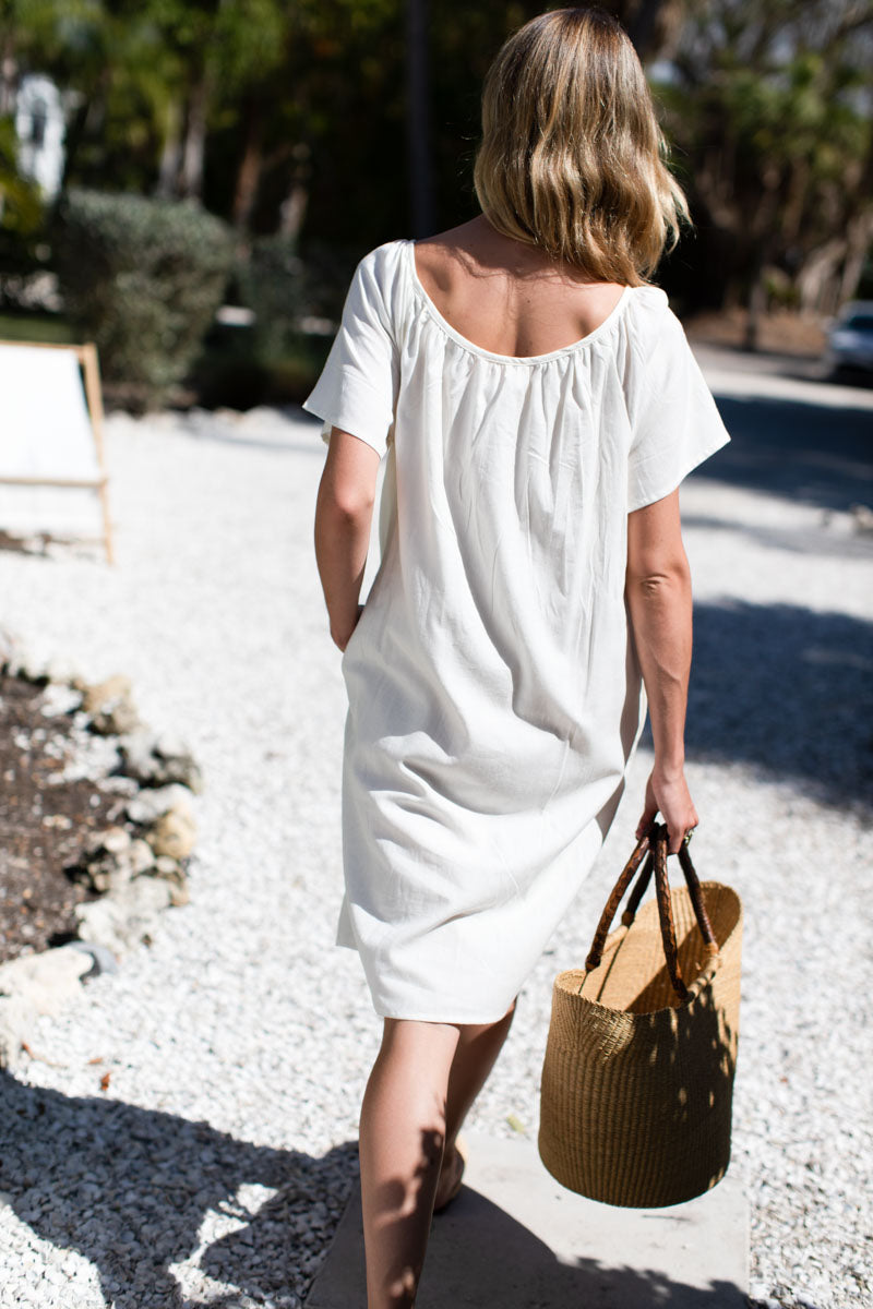 Colette Short Dress - Ivory Organic
