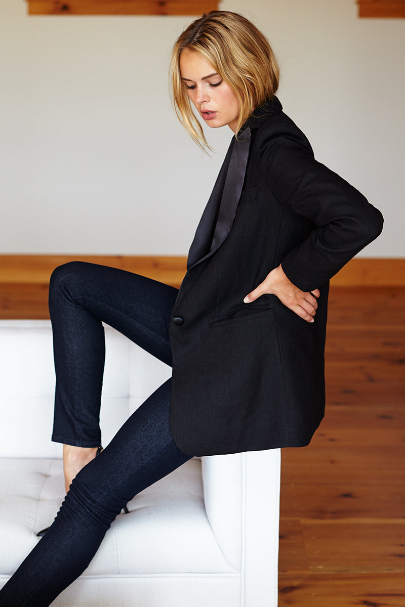 Wingtip 2 Dinner Jacket - Black Linen