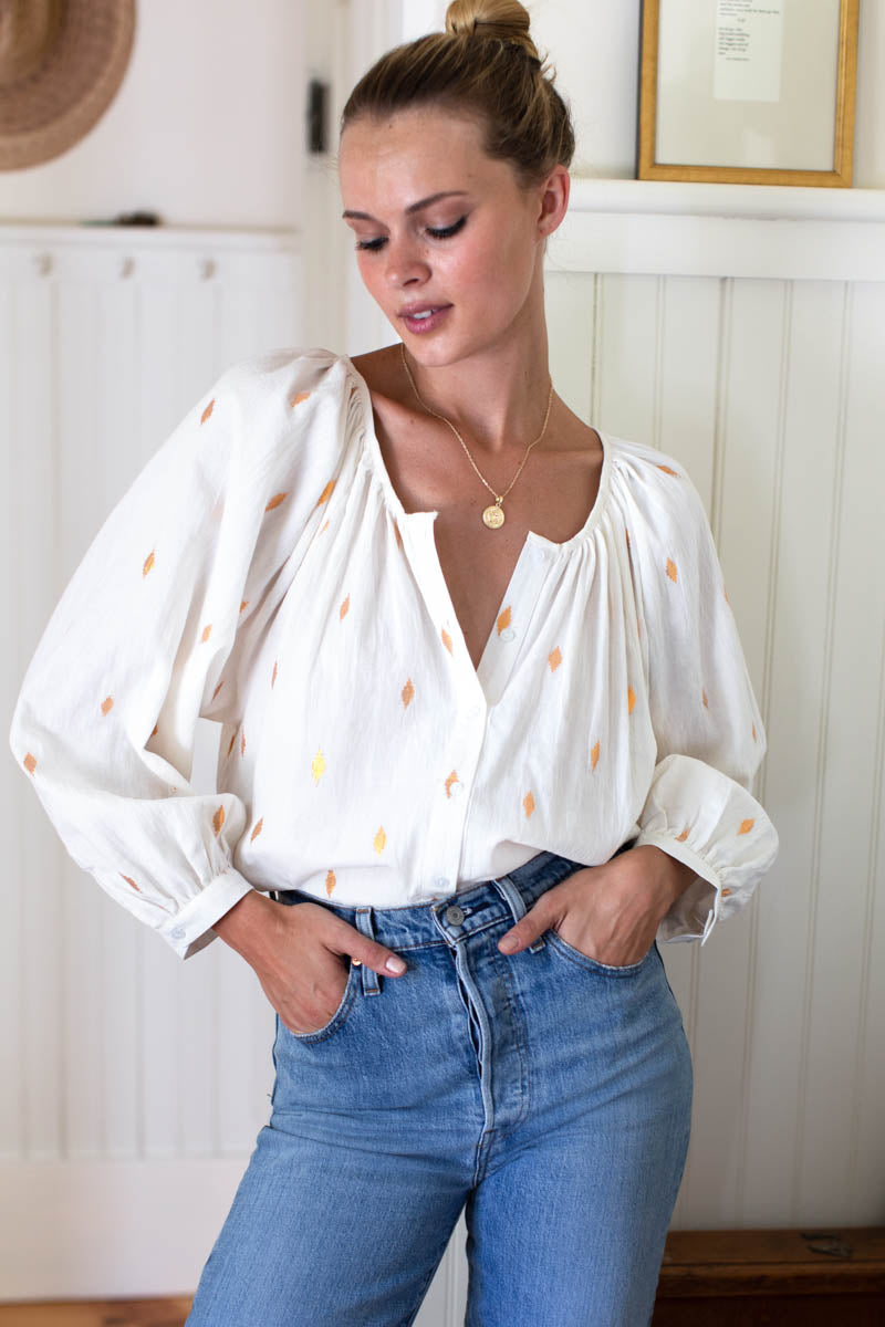 Frances Blouse - Gold Leaf Ivory