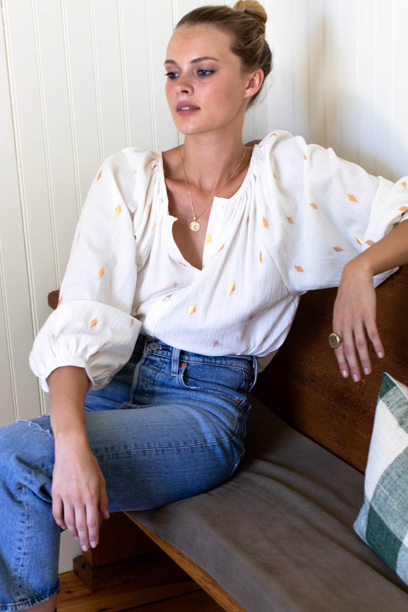 Frances Blouse - Gold Leaf Ivory