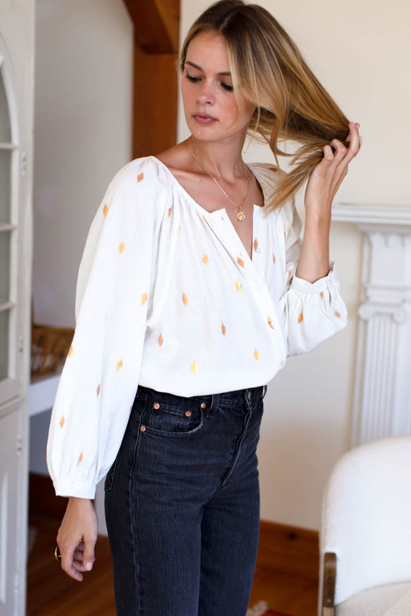 Frances Blouse - Gold Leaf Ivory