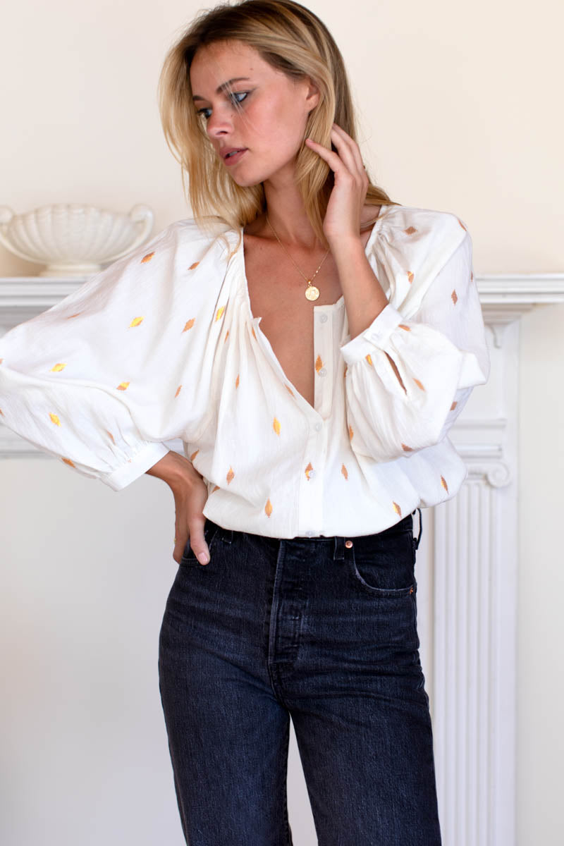 Frances Blouse - Gold Leaf Ivory