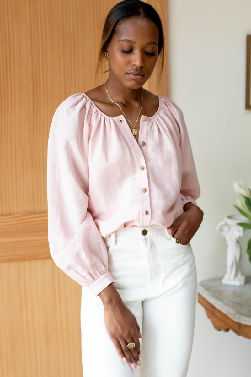 Frances Blouse - Shell Pink Linen
