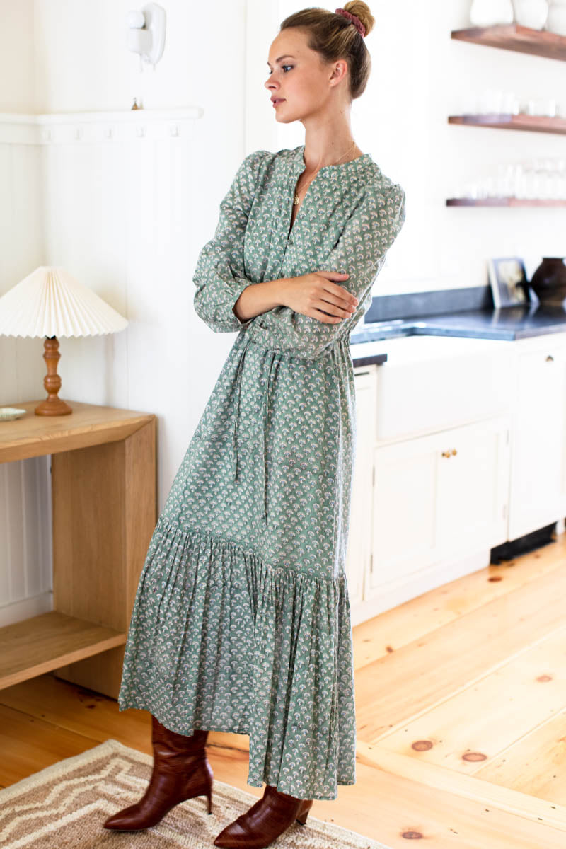 Frances Dress 2 - Day Flowers Juniper Organic