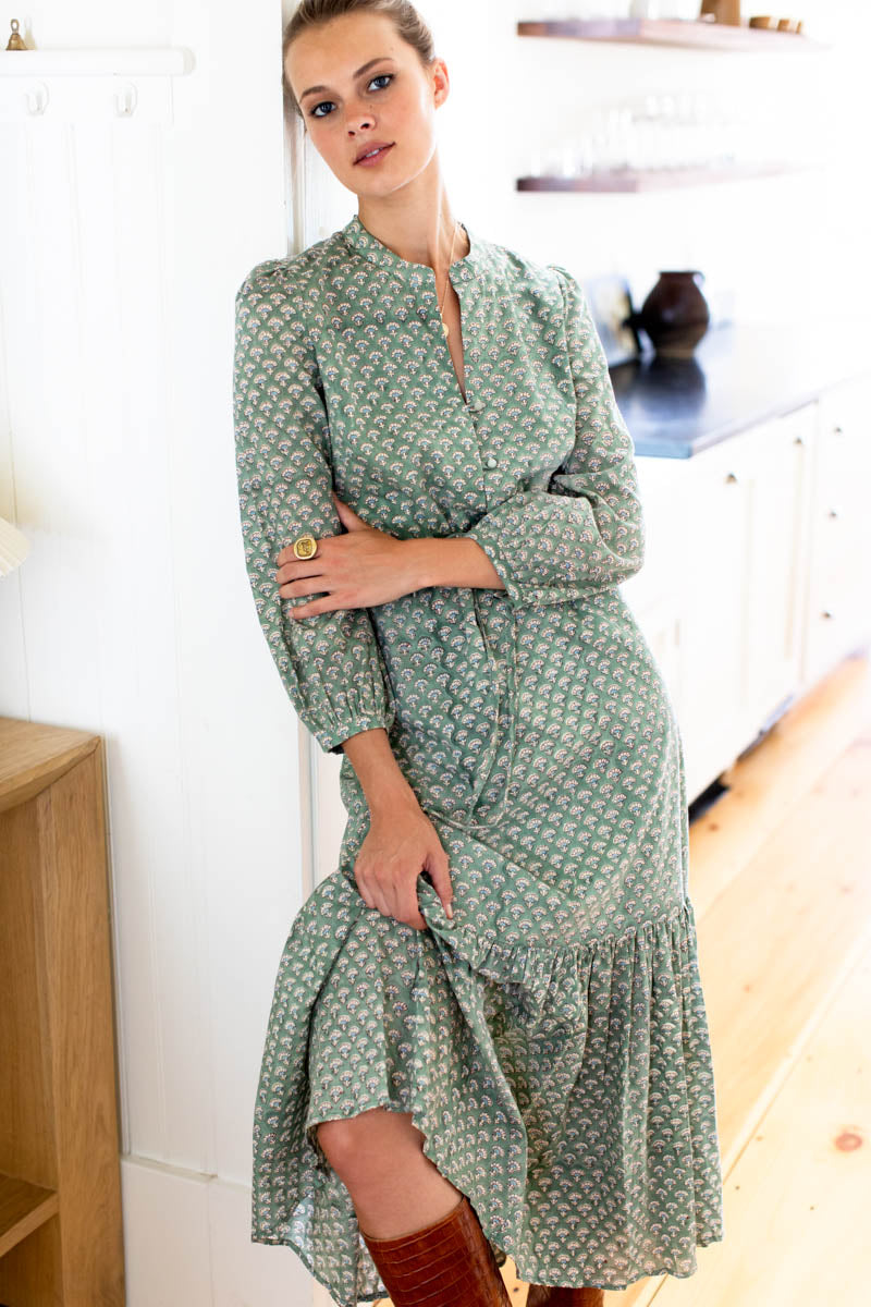 Frances Dress 2 - Day Flowers Juniper Organic
