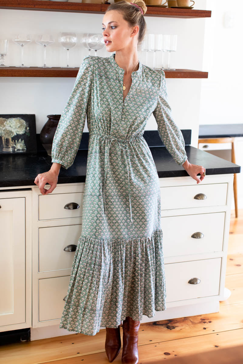 Frances 3 Dress - Day Flowers Juniper Organic