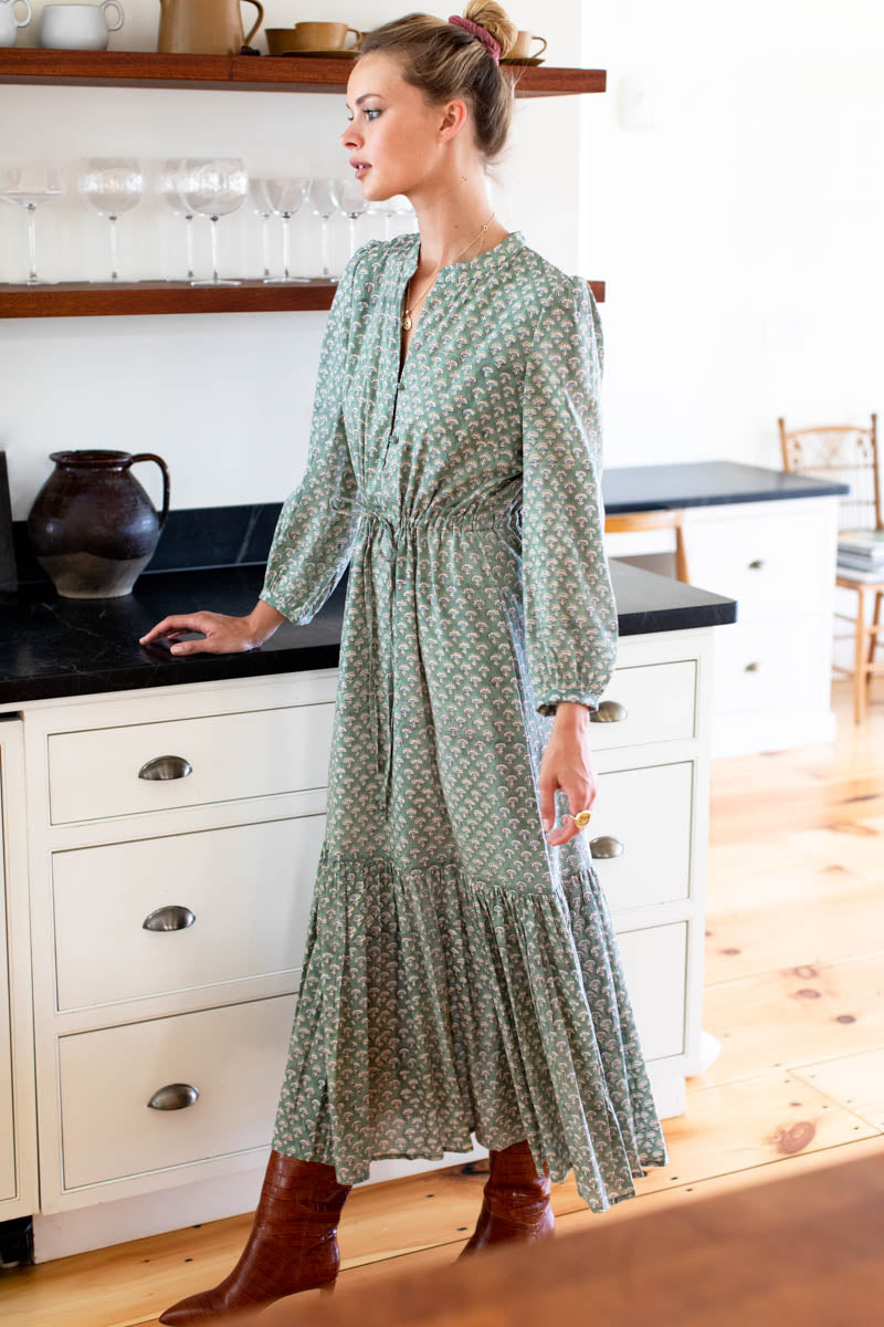 Frances Dress 2 - Day Flowers Juniper Organic