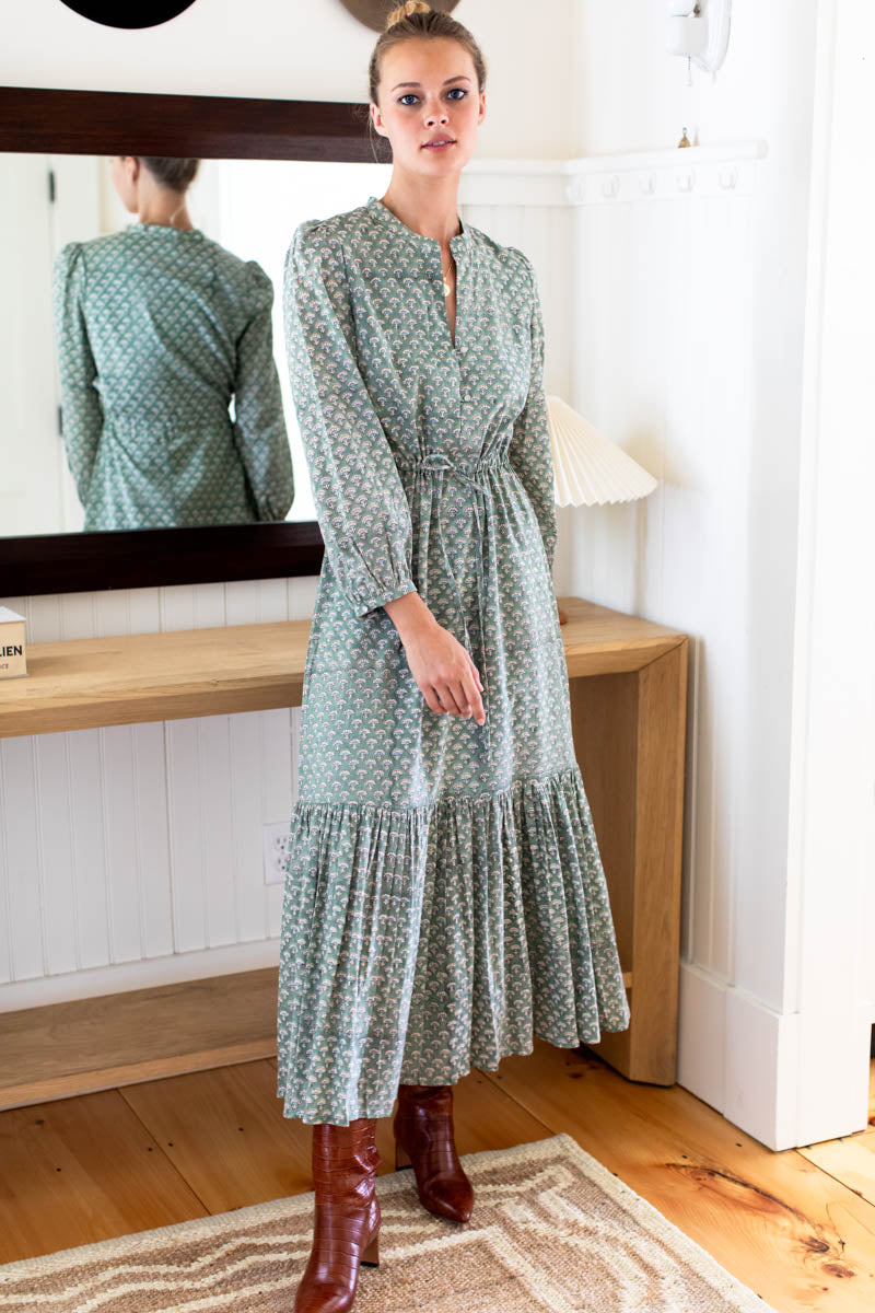 Frances 3 Dress - Day Flowers Juniper Organic