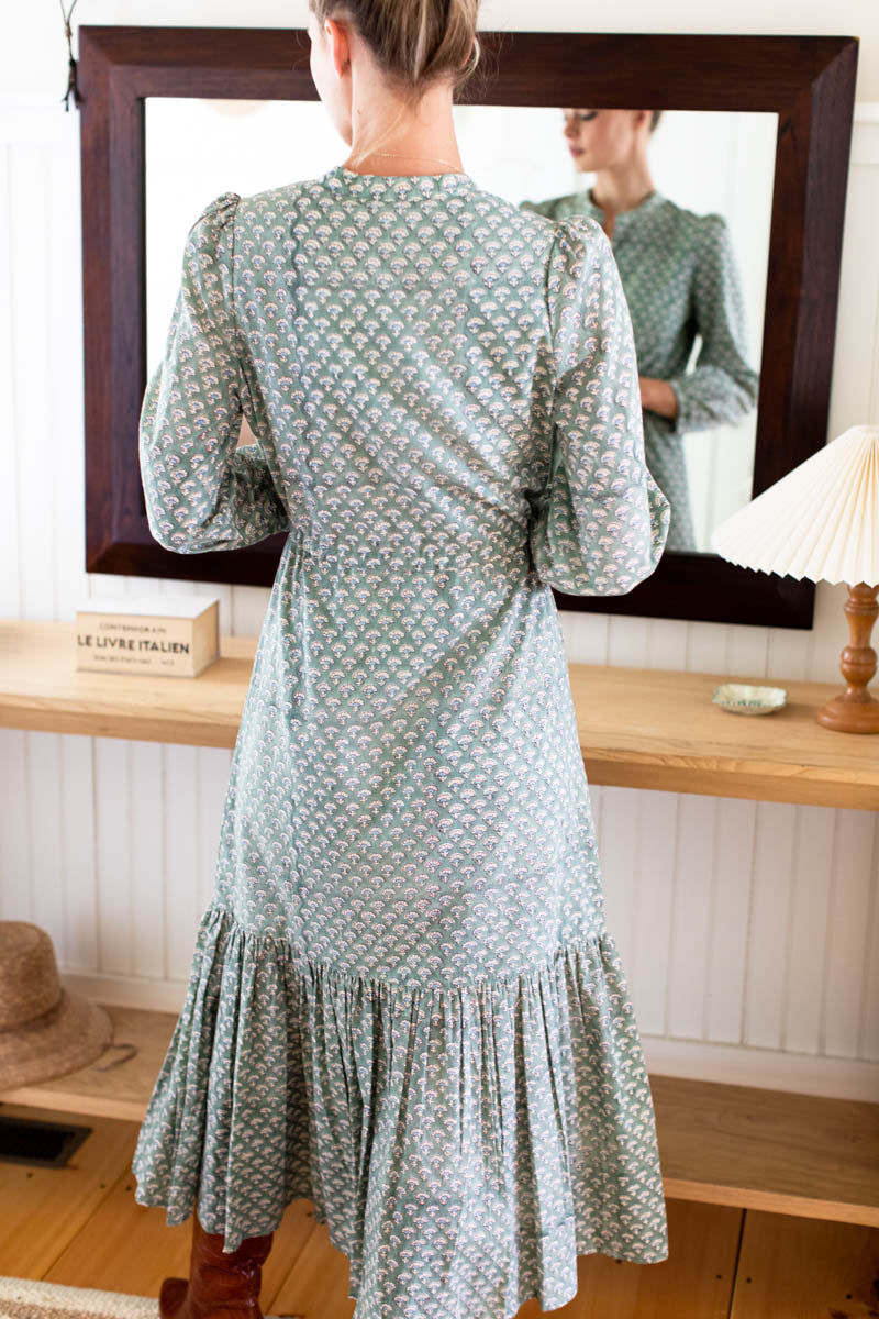 Frances Dress 2 - Day Flowers Juniper Organic