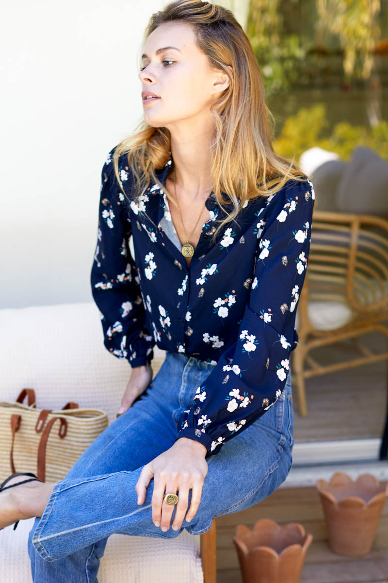 Frankie Blouse - Butterflies Maritime