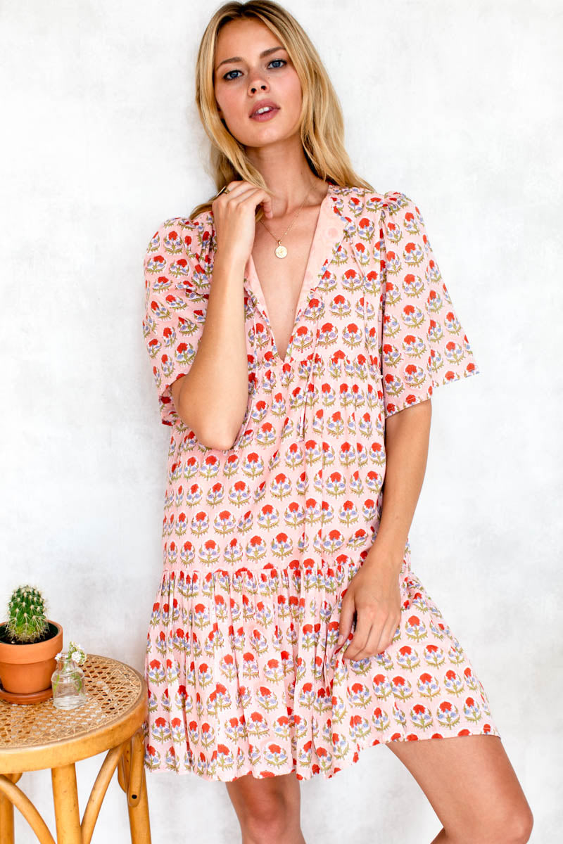 Isla Dress - Friday Flowers Pink Organic