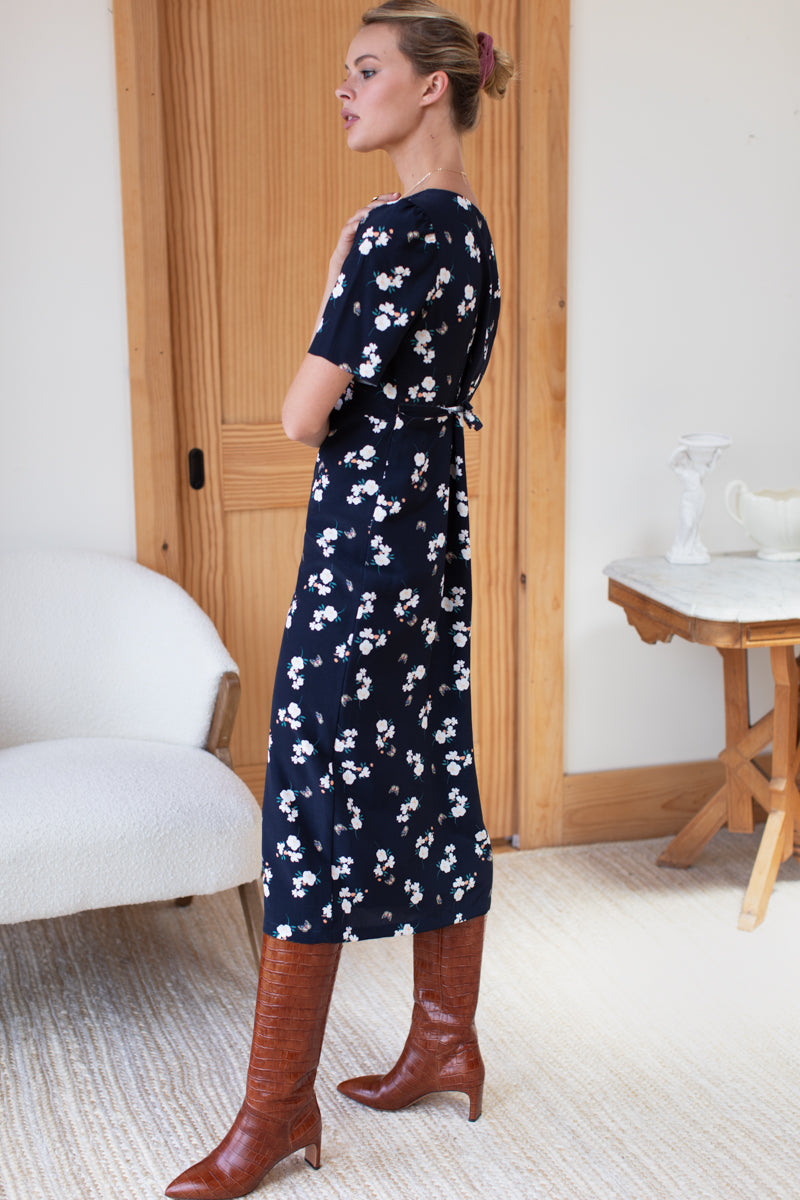 Juney Button Dress - Butterflies Maritime