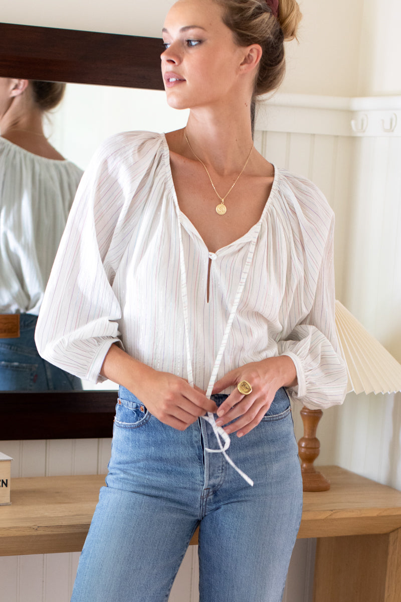 Lucy Blouse - Rainbow Ivory Lurex