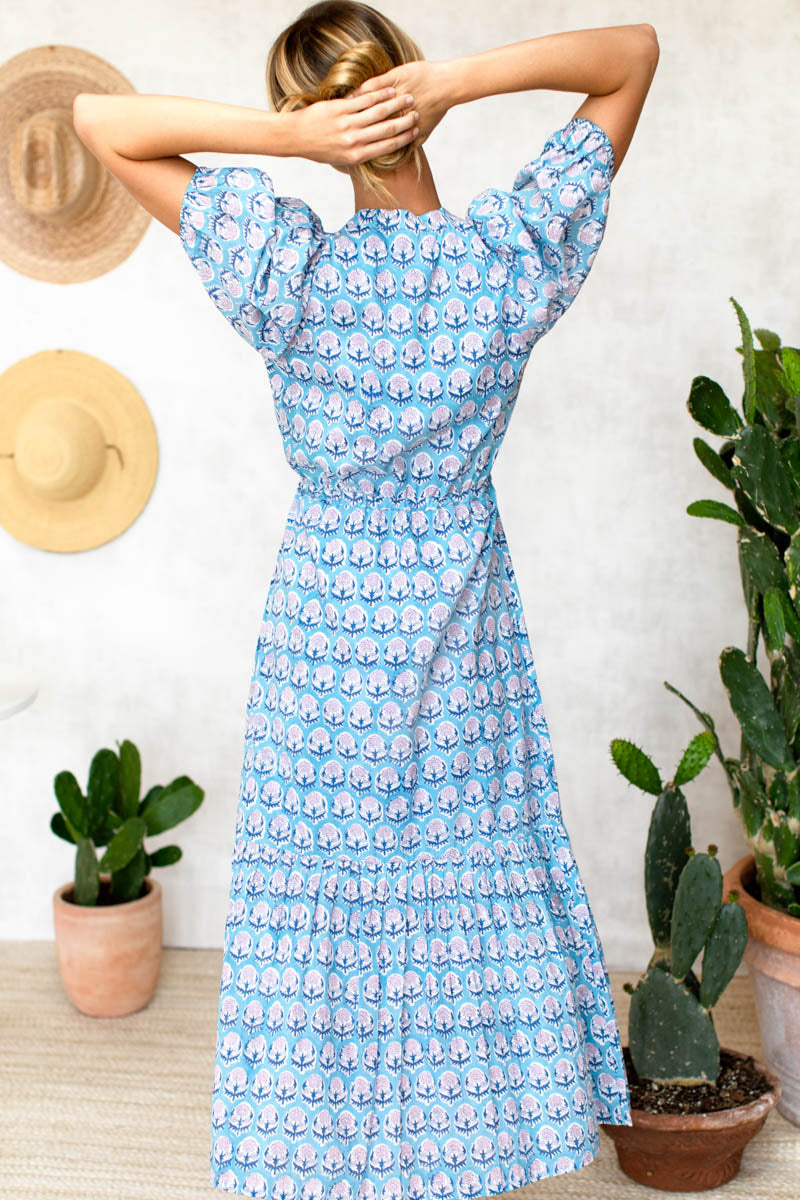 Lucy Dress - Friday Flowers Blue + Pink Organic