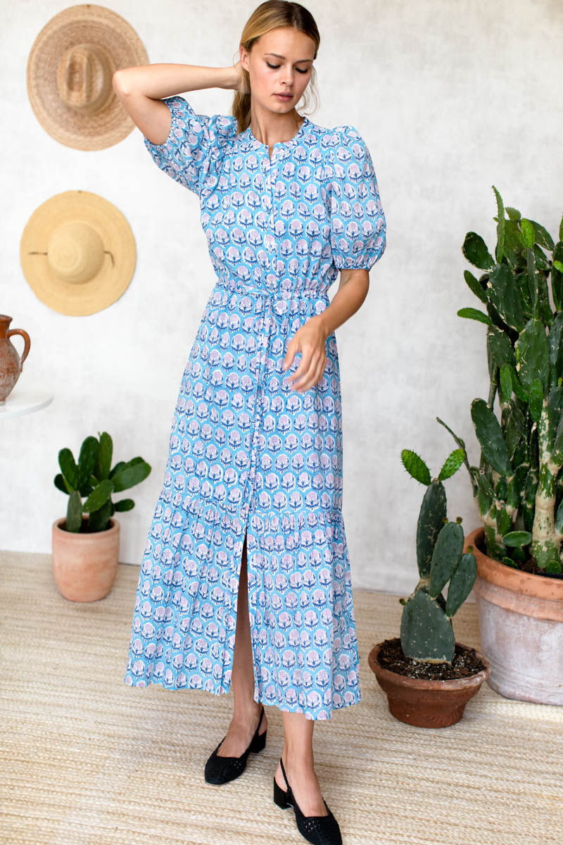 Lucy Dress - Friday Flowers Blue + Pink Organic