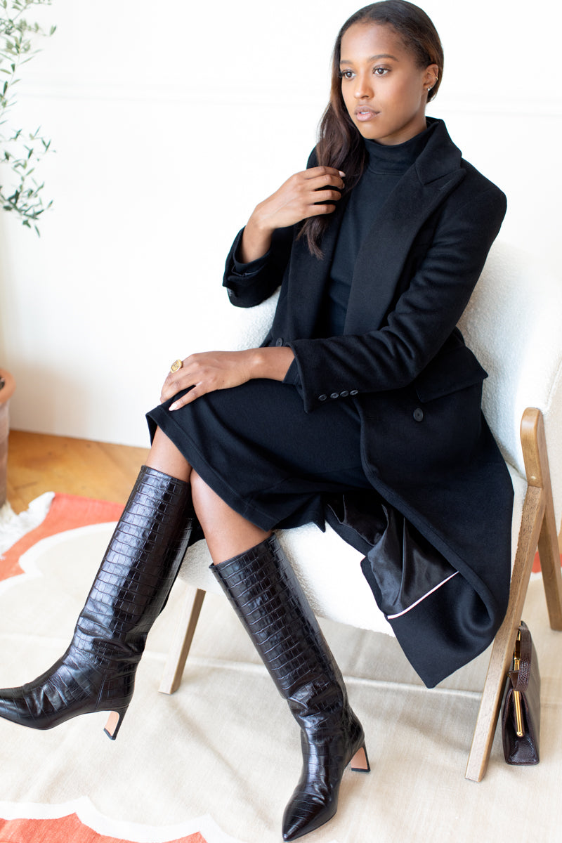 Nadja Open Back Dress - Black Organic