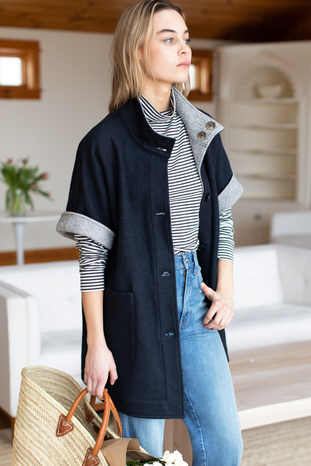 Reversible Topper - Black + Grey